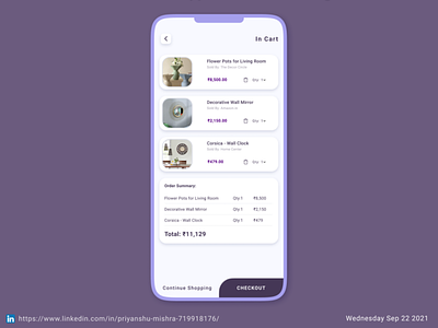 E-commerce Cart Mobile UI design