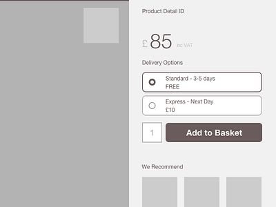 Product Page - Fixed Right Pane with Delivery Options delivery options ecommerce product page prototype wireframe