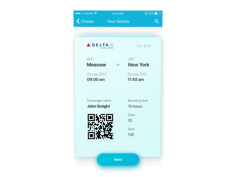 Animation ticket ae air animation app clean concept ios motion ticket ui ux