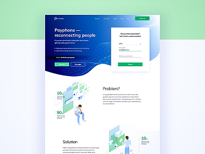landing page for phone-call with blockchain technology blockchain call clean clean ui landing landing page minimal tech tech landing ui design visual web design