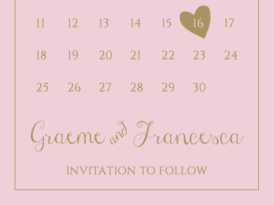 Graeme & Francesca Save the Dates blush classic clean dark gold gold pink romantic save the date script