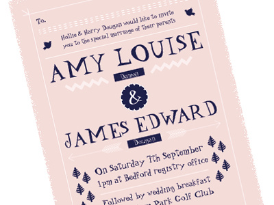 Wedding Invitations illustration invitations marriage married navy peach wedding wedding invitations