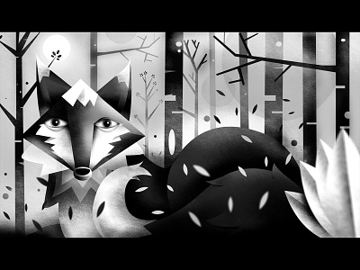 The Fox animals black white design greece illustration nature texture vector
