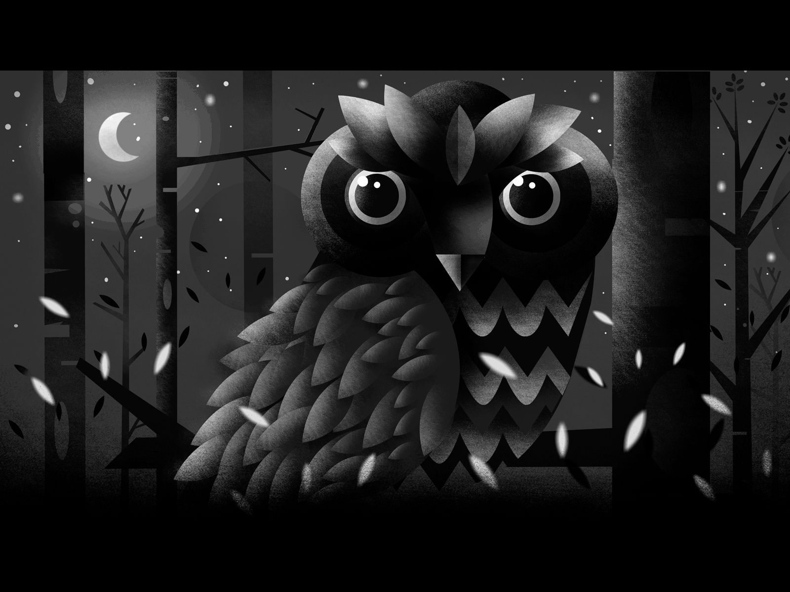 The Owl animals blackandwhite design illustration nature owl texture vector wild