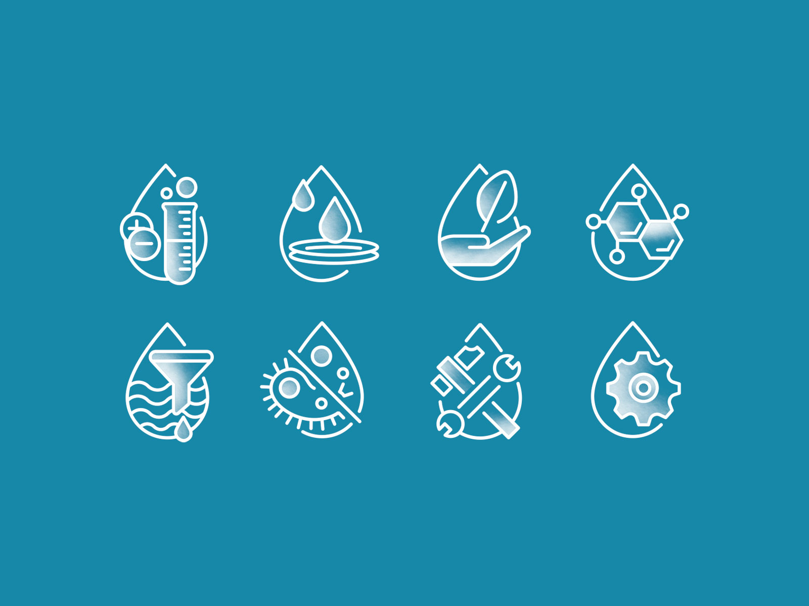 Water Purification blue clean design drop icon design icon set illustration industry ui vector water
