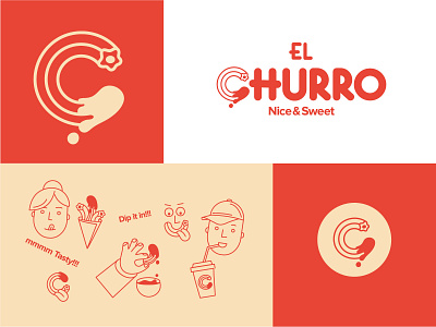El Churro branding characters churros food logotype spanish sweet