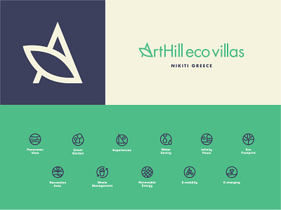 ArtHill Eco Villas branding eco greece greek green hotel logo nature summer sustainable villas