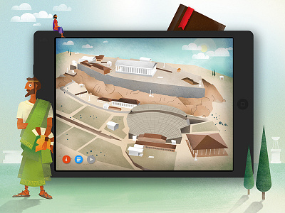 Ancient Theatre • Interactive Application ancient comedy drama educational enviroment game greece illustration interactive theatre ui