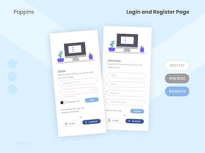 UI UX Design Login and Register Page