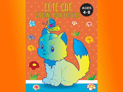 Cute Cat Coloring Book For Kids cat book cat coloring book cat cover design cat logo coloring book coloring book for adults coloring book for girls coloring book for kids coloring cover cute cat coloring book graphic design