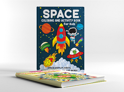 Space coloring book cover animation book cover book design branding cover design design graphic design illustration logo motion graphics space coloring book cover