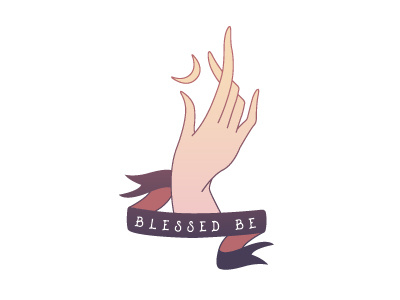 Blessed Be gradient hand illustration moon vector wicca