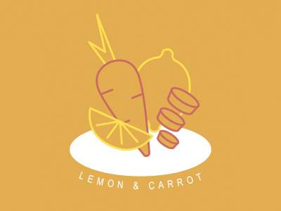 Lemon & Carrot fruit icon illustration juice line vector vegetable
