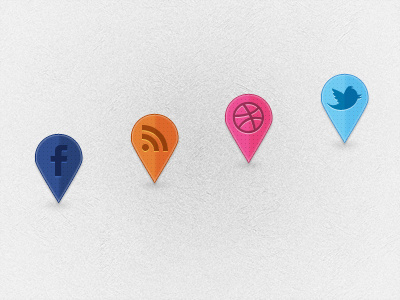 Social Pins button dribbble facebook france photoshop pins plot rss twitter