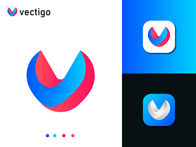 V Modern App Logo Design Icon