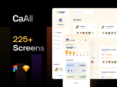 CaAll Dashboard & App UI Kit - 225+ screens