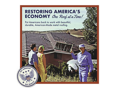 Restoring America's Economy 50s advertising americana eagle economy emblem maga meme patriot roofing vintage