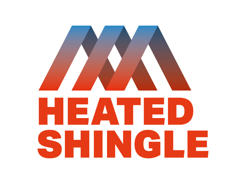 Heated Shingle Logo heated blue red logo roofing product