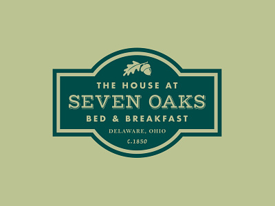 The House at Seven Oaks Logo & Signage acorn bed and breakfast branding logo logo design oak tree