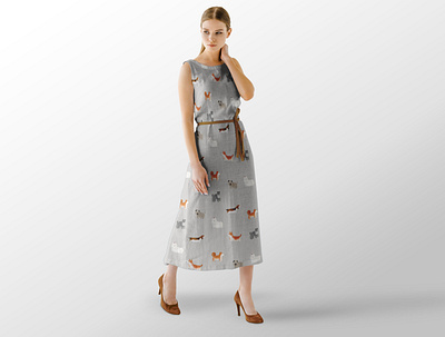 dogs - summer dress mockup animal dog illustration