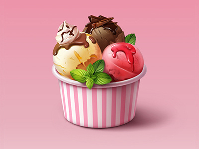 Ice Cream cream dessert food ice cream icon illustration mint pink