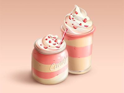 Cream candy cream food glass ice cream icon illustration pink