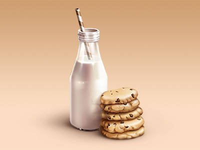 Milk Cookies bottle chocolate cookies drink food icon illustration milk