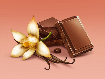 Vanilla chocolate flower food icon illustration vanilla