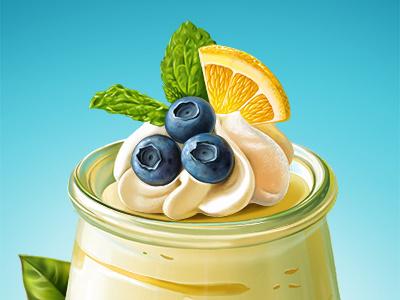 Lemon сurd blueberry cream food ice cream icon lemon mint