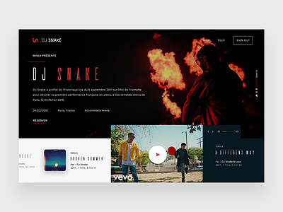 DJ Snake - Redesign concept dark ui dj dj snake landing page mondrianizm music red redesign ui ux video