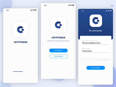 CryptoMan- Sign In/Up app bank bitcoin blue clean crypto cryptocurrencies logo sign in sign up ui white