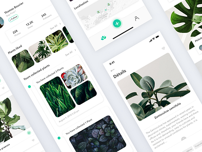 Plants - Plant Recognition App app clean concept design feed gradient health interface minimal photo plants profil redesign redesign concept sketch ui ux