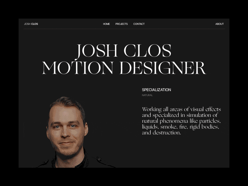 Josh Clos | About black minimalism branding colours design illustration logo minimalism sans serif font serif font typography ui ux web design