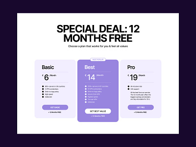 VPN Service | Pricing colours design fintech landing page minimalism pricing pricing cards typography ui ux web design website