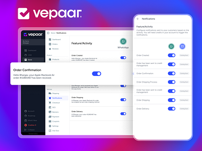 Vepaar Store Notifications app branding design ui ux web