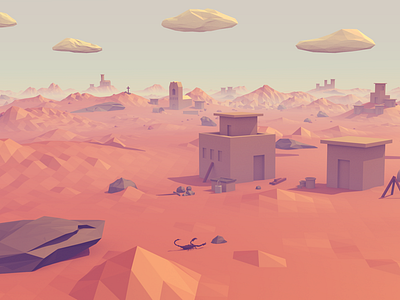 Low Poly Desert art desert landscape low poly polygon