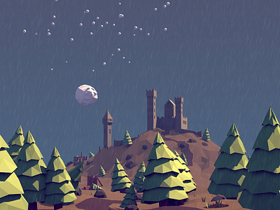 Low Poly Landscape with Castle