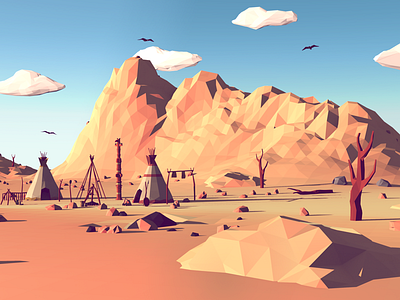 Low Poly Mountain Landscape II 3d blender landscape low poly mountain