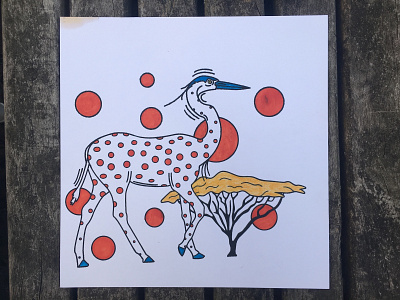 Heron x Zebra x Imagination Screenprint art circle heron screenprint tree