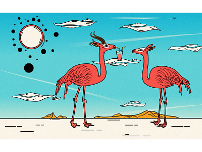 Gerenuk X Flamingo X Imagination animal art combination desert drink flamingo gerenuk imagination landscape weird