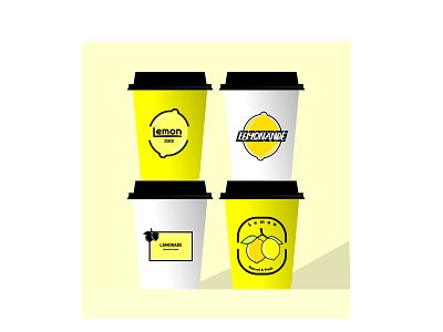 Lemon Juice Logo brand branding cup fresh drink graphic design lemon lime logo mockup paper glass template