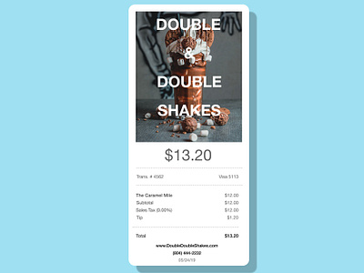 Email Receipt for a Shake shop mobile