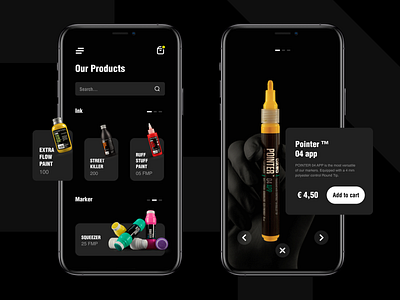🏴 Ecommerce Concept UI black dark ecommerce ecommerce shop figma fluo fluorescent graffiti ink lettering markers products tag vandal writing