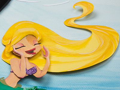 Singing Siren art cut paper gouache illustration mermaid paper paper art paper craft paper crafts siren