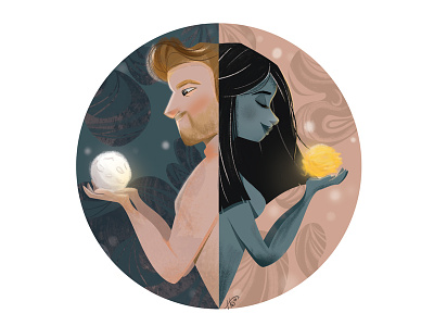 Sun & Moon digital illustration illustration