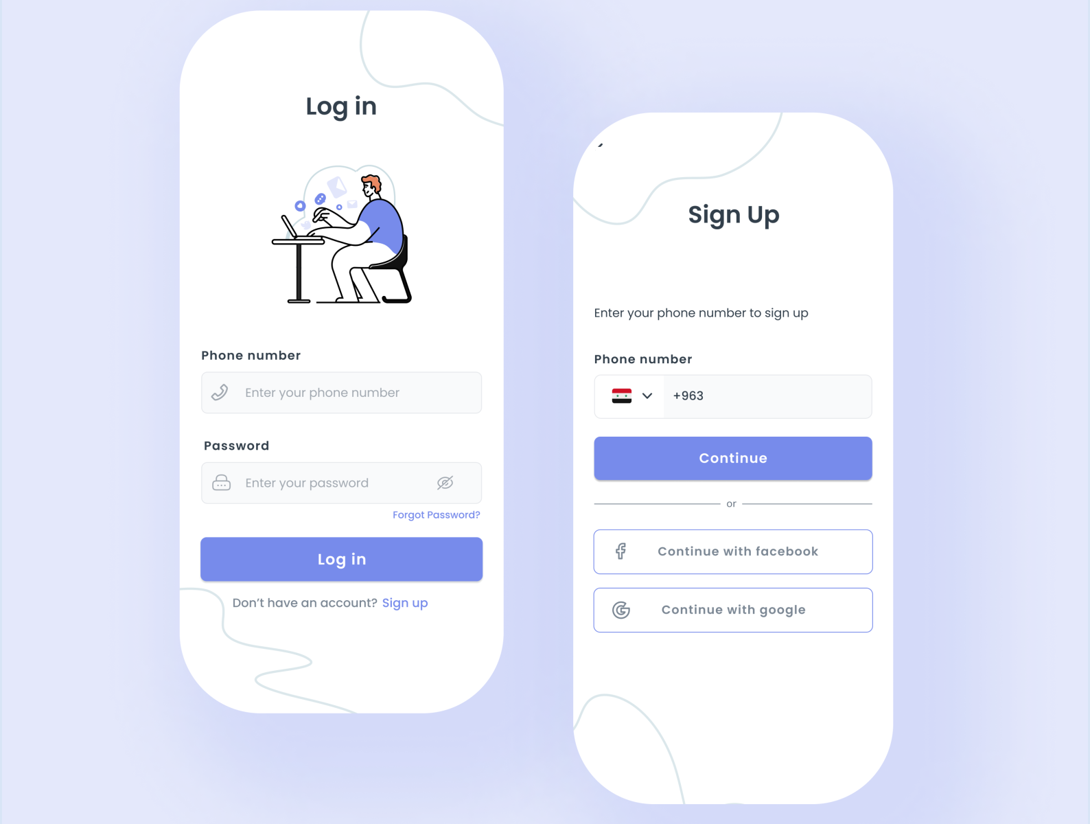 Log in / Sign up Screens by Alaa Hussein on Dribbble