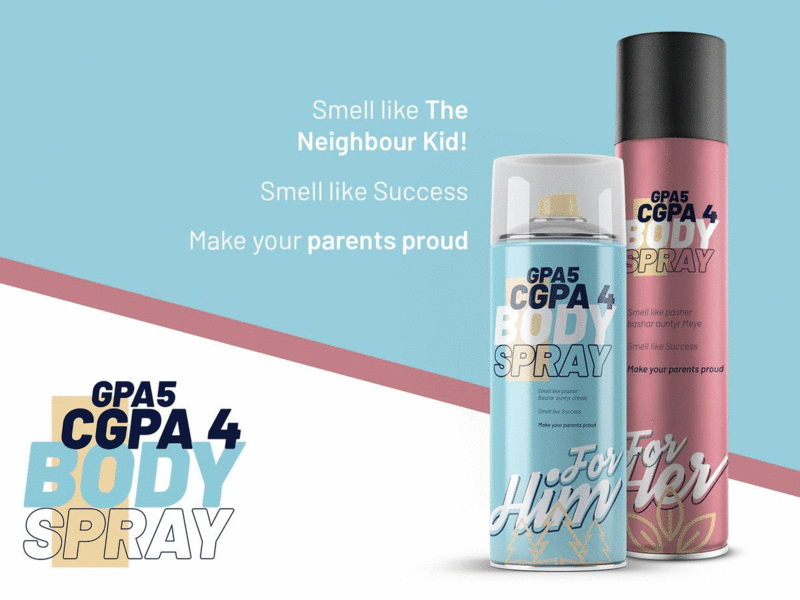 GPA 5 CGPA Body Spray body spray branding design illustration imus den imus den logo minimal package design perfume perfume bottle society typography