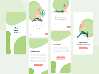 Yoga app onboarding app design illustraion login onboarding splash yoga