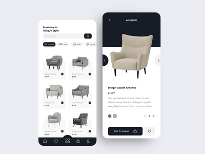 Furniture Shop App app design furniture furniture app mobile shop store