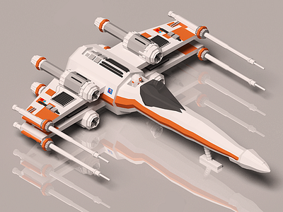 X Wing blender isometric low poly spaceship starwars x wing